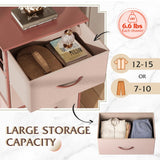 WLIVE 4 Drawers Dresser for Bedroom, Pink Rose Gold Fabric Clothes Storage Organizer Unit, Dresser for Hallway, Entryway, Closets, Sturdy Steel Frame, Wood Top WLIVE