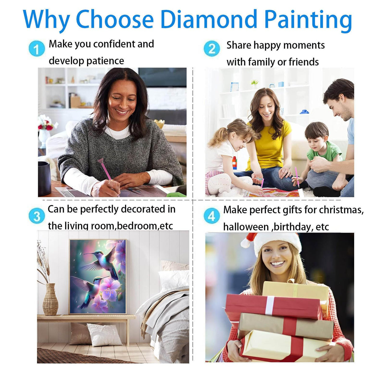 Hummingbird Diamond Art Kits for Adults, Birds Round Full Drill Diamond Painting Kits for Beginners Gem Art Painting Kits, DIY 5D Diamond Dots Painting with Diamond Arts and Crafts Decor 12x16inch YSUNETER