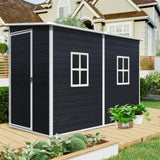 KEIKI 4x8 FT Outdoor Storage Shed Resin Cabinet with Lockable Doors,Two-Window for Bikes and Patio Lawn Furniture KEIKI