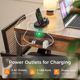 ODK 24 inch Bar Table with Power Outlets, Bar Height Pub Table, Counter Height Bar Table, High Top Kitchen & Dining Counter Tables with Sturdy Legs & Easy-to-Clean Top, Indoor use, Vintage ODK