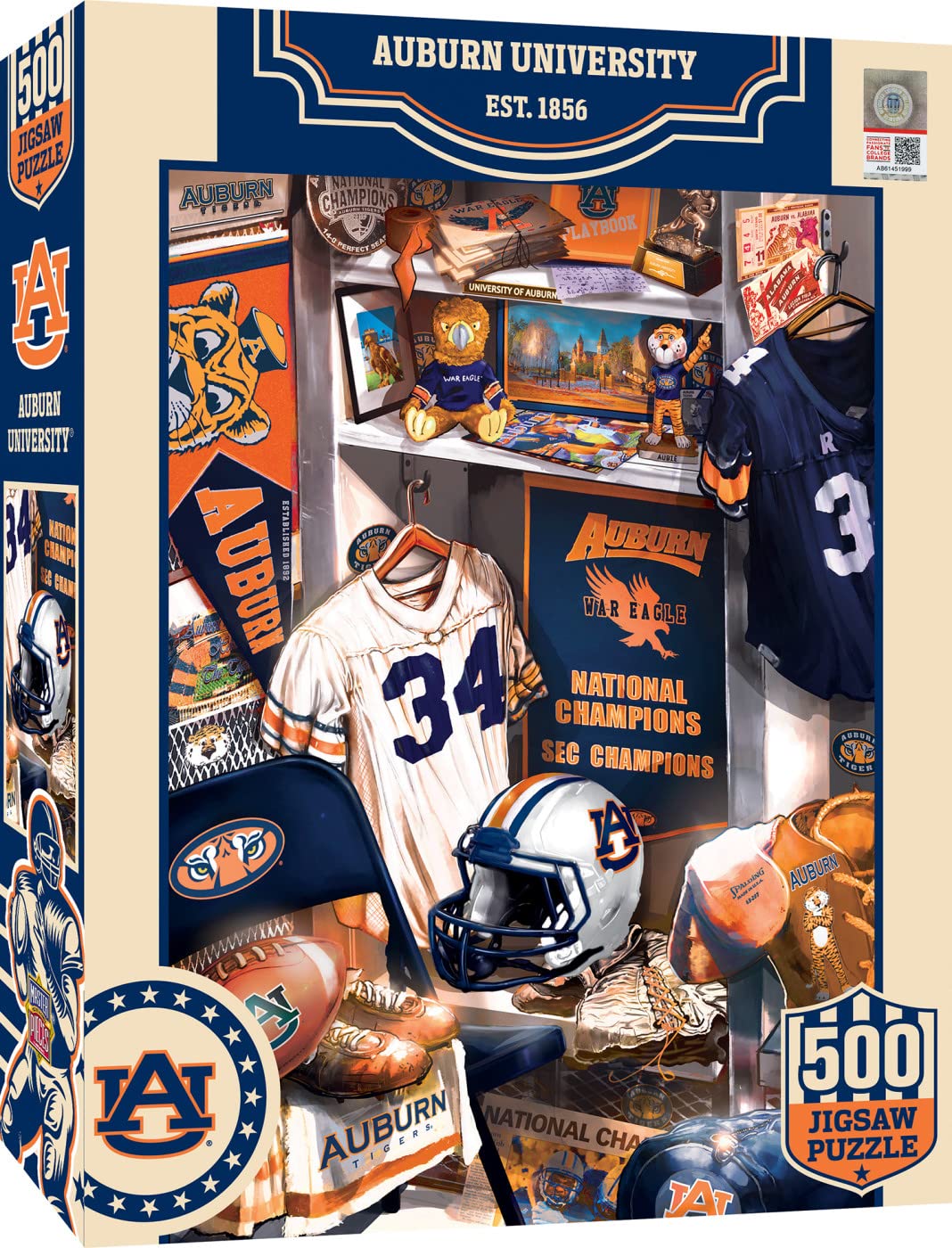 MasterPieces Game Day 500 Piece Jigsaw Puzzle for Adults - NCAA Auburn Tigers Locker Room - 15"x21" Masterpieces