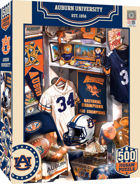 MasterPieces Game Day 500 Piece Jigsaw Puzzle for Adults - NCAA Auburn Tigers Locker Room - 15"x21" Masterpieces