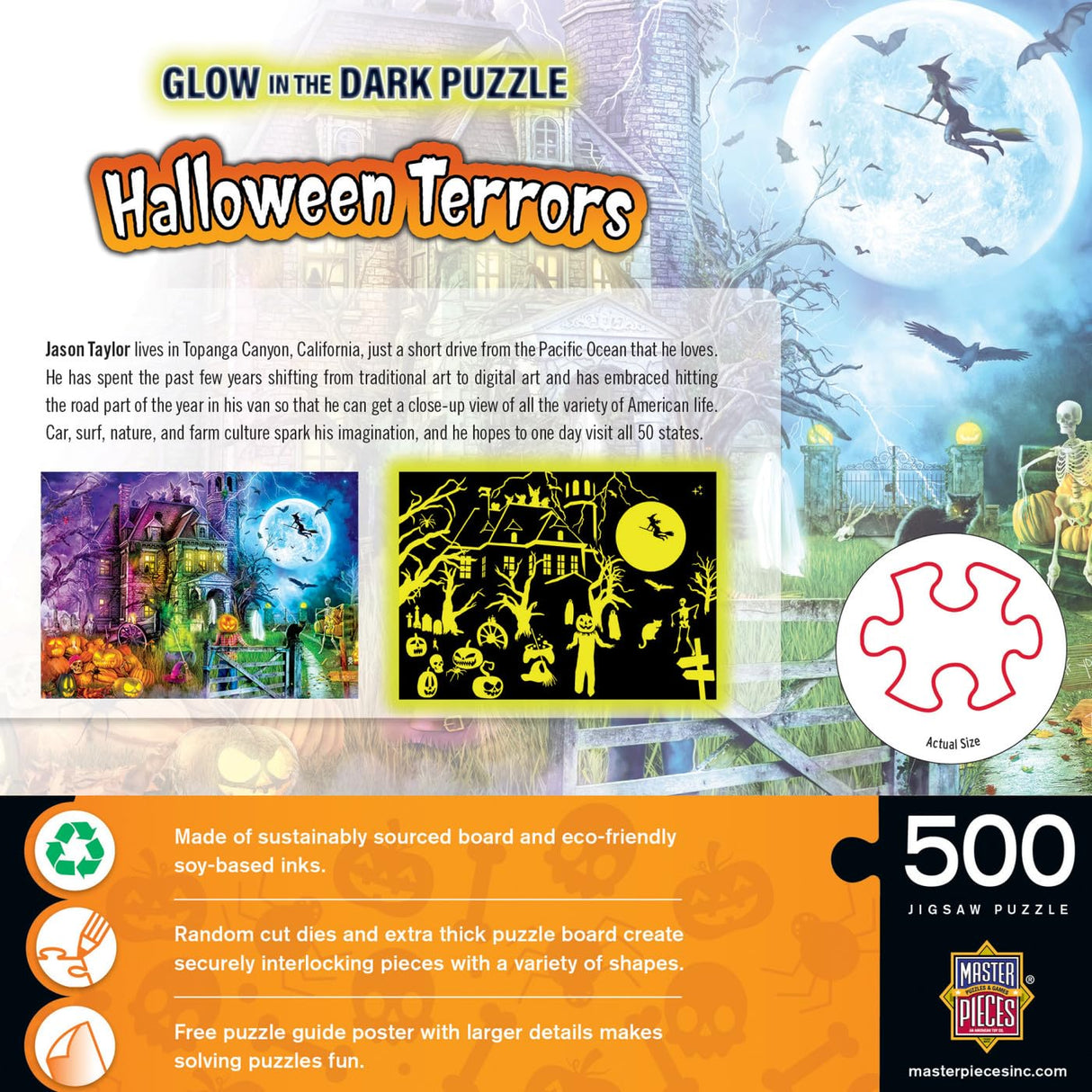 MasterPieces 500 Piece Glow in The Dark Halloween Jigsaw Puzzle - Halloween Terrors - 15"x21" Masterpieces