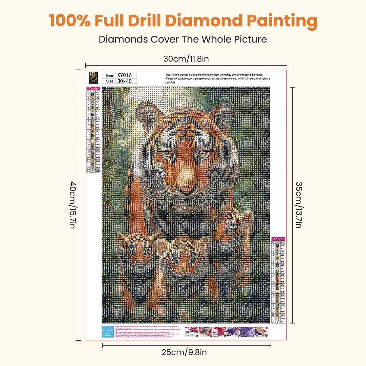 Miwixy Tiger Diamond Art Kits for Adults,Animal Diamond Painting Kit, Winter 5D Full Drill Round Diamond Dots Paintings Canvas for Beginners Home Wall Decor12x16inch (Tiger-B) Miwixy