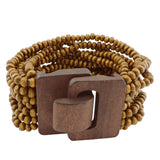 Coiris Wooden Beaded Bangle Bracelets for Women Boho Chunky Beaded Strand Bracelets Bohemian Summer Beach Bracelet Jewelry for Women (BR1199) Coiris