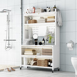 65'' Tall Kitchen Bakers Rack with Flip Door Cabinet, 5 Tier Multifunctional Microwave Stand Buffet, Coffee Bar, Kitchen Pantry Storage Cabinet Shelf, Quick Assembly, White Legendstone