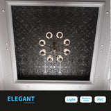 Art3d Decorative Ceiling Tile 2x2 Glue up, Lay in Ceiling Tile 24x24 Pack of 12pcs Spanish Floral in Black Art3d