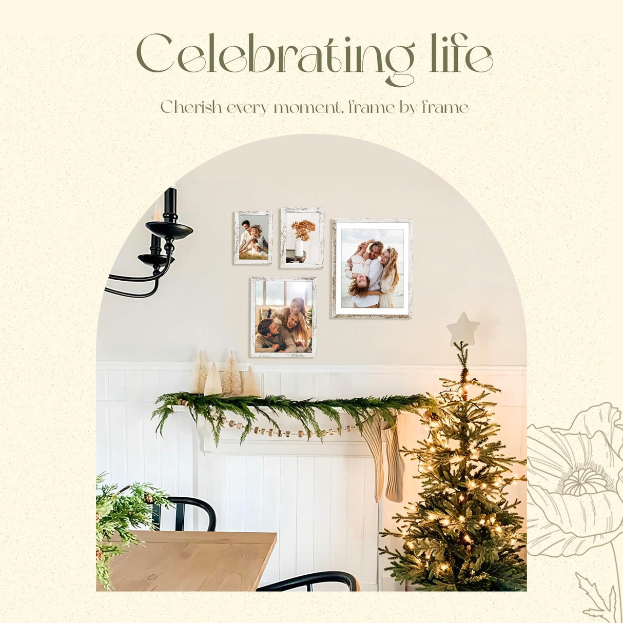 TWING 8x10 Rustic Picture Frames Set of 6 Distressed White Composite Wood Farmhouse Photo Collage Frame For Wall Decor Gallery Wall Frame Set Mounting or Table display, Ideal Valentine Gifts for TWING