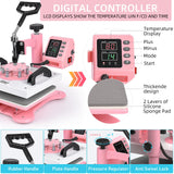 Lya Vinyl 12" x 10" Heat Press Machine, High Pressure Heat Press Machine for T-Shirt, Digital Industrial Sublimation Printer for Heat Transfer Vinyl (Pink) Lya Vinyl