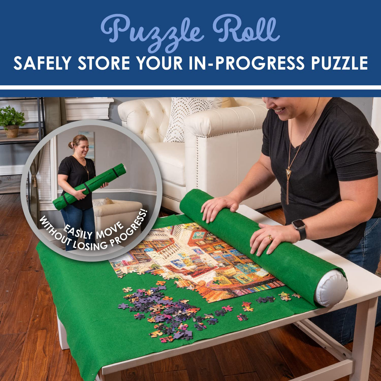 White Mountain Puzzles Puzzle Roll Up Mat 47" x 35.5" White Mountain