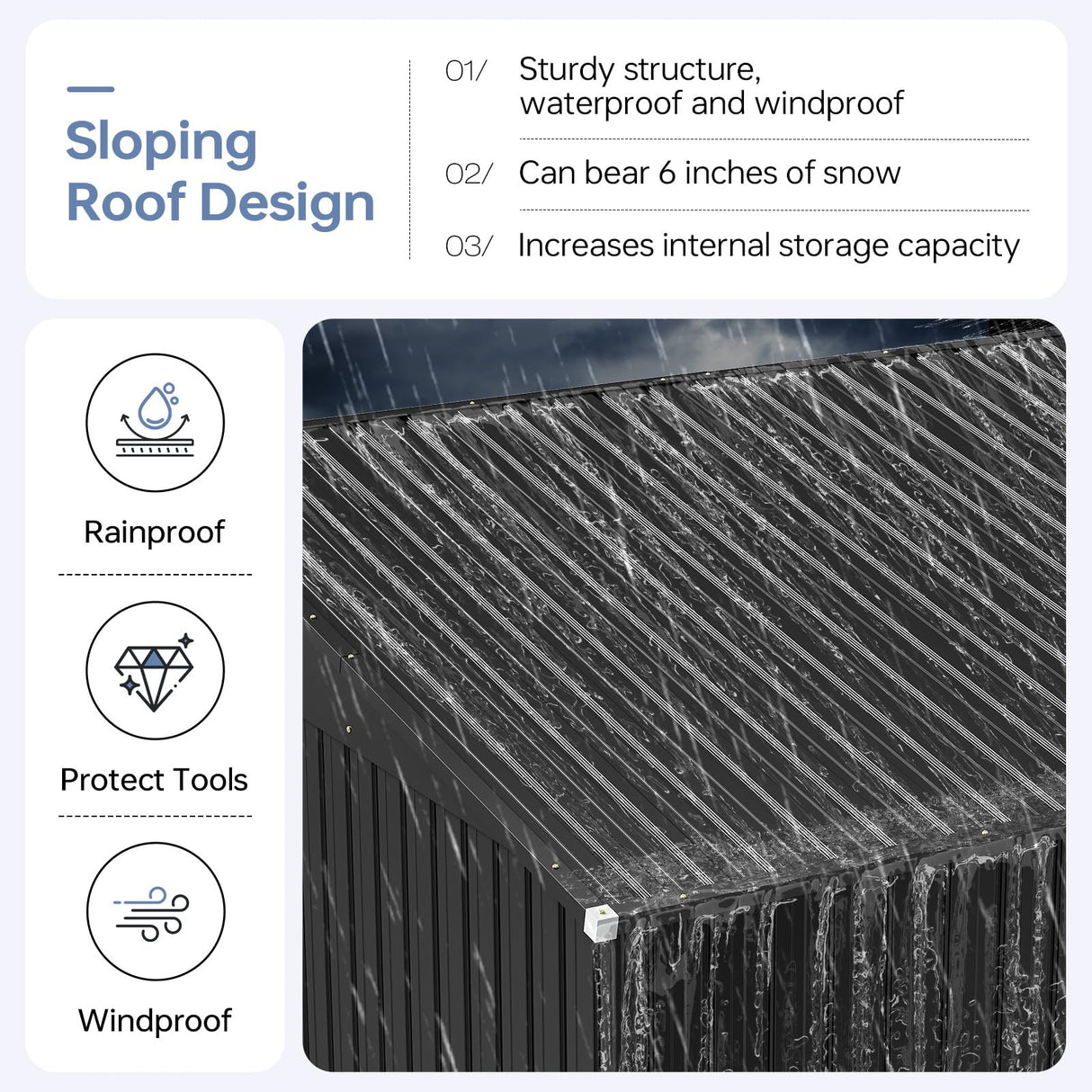 Breezestival 6x4 FT Outdoor Storage Shed, Metal Garden Tool Shed with Sloping Roof & Lockable Door for Patio Lawn Backyard (Black) Breezestival