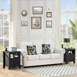 Joaxswe Nightstand with Charging Station and USB Port, Farmhouse Night Stand with 2 Drawers and Shelf Storage, Wooden Side End Table, Bedside Cabinet for Bedroom, Living Room, Closet,Office (Black) Joaxswe