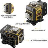 Laser Level 360 Self Leveling with Tripod, 200ft/60m working distance with vertical and horizontal lines, self-leveling mode&IP54 waterproof set LPYBP