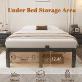 KOSOSO 14 Inch King Size Bed Frame, Black King Bed Frame with Metal Anti-Slip Baffles, No Box Spring Needed, Heavy Duty Steel Platform Support, Round Corner Design, Noiseless, Storage Space KOSOSO