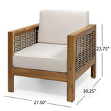 Christopher Knight Home Judith Outdoor Acacia Wood Club Chair with Wicker Accents (Set of 2), Teak Finish + Mixed Brown + Beige Christopher Knight Home