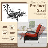 Oakcloud Adjustable Outdoor Lounge Chair Metal Patio Relaxing Recliner Chair with Removable Cushions(Red) Oakcloud