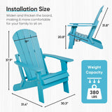 SUPER DEAL Folding Adirondack Chair Plastic Weather Resistant Patio Chairs Outdoor Accent Furniture Fire Pit Lounge Chairs for Yard, Garden, Patio 380lb Weight Capacity - Blue SUPER DEAL