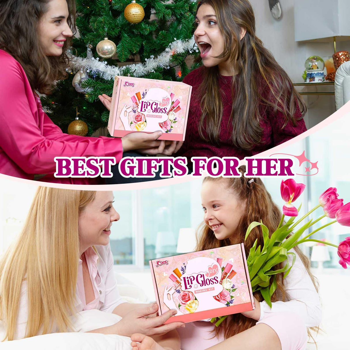 JCOOS Lip Gloss Making Kit - DIY Lip Gloss Set for Women & Teens, Gift for Her Jcoos