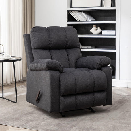 HOMEFLEX Modern Rocker Recliner Chair for Adults, Overstuffed Rocking Chairs for Nursery, Manual Swivel Recliners Armchair, Upholstered Fabric Rocker Sofa for Living Room, Bedroom (Black) HOMEFLEX