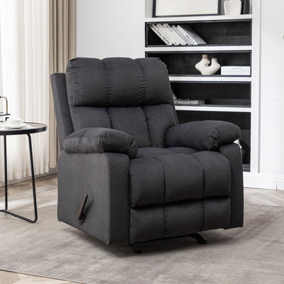 HOMEFLEX Modern Rocker Recliner Chair for Adults, Overstuffed Rocking Chairs for Nursery, Manual Swivel Recliners Armchair, Upholstered Fabric Rocker Sofa for Living Room, Bedroom (Black)