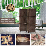 Room Dividers and Folding Privacy Screens 4 Panel 67 Inch Tall Portable Room Seperating Divider w/ 2 Display Shelves Solid Wood Room Partitions and Dividers Freestanding for Home, Office Dkeli