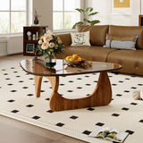 JCAJCA Coffee Table for Living Room Mid Century Modern Center Table with Glass Top and Wood, Brown/Walnut JCAJCA