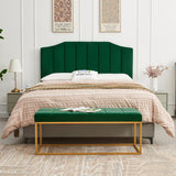 Befurtori Velvet Upholstered Queen/Full Headboard, Tufted Headboard for Queen/Full Bed, Modern Vertical Channel Design with Curved Tufted Solid Wood Befurtori