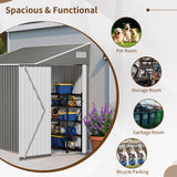 NicBex Heavy-Duty Lockable 4x8 Lean to Metal Shed - Weather Resistant Outdoor Lean to Shed with Vents & Door - Grey, Wall Side Design Sheds for Lawn Mowers, Bikes, Firewood & Animal Shelters NicBex