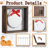 Chunful Dog Memorial Shadow Box with Paw Print Kit 5.9'' x 5.9'' Customized Clay Impression Kit Wooden Keepsake Display CasePet Christmas Ornament Gifts for Pet Lovers Dog Cat DIY Ornament Chunful