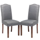 Snugway Stylish Upholstered Parsons Nailhead Trim and Sturdy Solid Wood Legs Dining Chairs, Set of 2, Smoky Grey Snugway