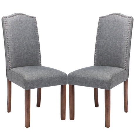 Snugway Stylish Upholstered Parsons Nailhead Trim and Sturdy Solid Wood Legs Dining Chairs, Set of 2, Smoky Grey Snugway