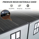 Shaical 4 x 8 FT Outdoor Storage Shed with Floor and 2 Windows, Lean to Resin Shed with Lockable Door, Plastic Sheds for Garden Tools, Bicycles, Trash Cans, Lawn Mower Shaical