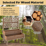Giantex Raised Garden Bed with Trellis, 2-Tier Wooden Planter Box with Legs and Drain Holes, Garden Trellis for Vine Fruit Vegetable Flower Herb, Outdoor Elevated Garden Bed (Brown) Giantex