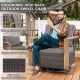 6 Piece Outdoor Patio Furniture Set with Propane Fire Pit Table, Wicker Patio Conversation Set with 2 Swivel Rocker Chairs Rattan Sofa and Removable 4" Thick Cushions for Deck Backyard Belord