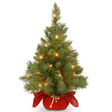 National Tree Company Pre-lit Artificial Mini Christmas Tree | Includes Small Lights and Cloth Bag Base | Majestic Fir - 2 ft National Tree Company