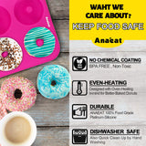 Anaeat 3 Pack Donut Pan Silicone Baking Mold, Just Pop Out! Non-Stick Doughnuts Baking Pans BPA Free for 6 Full-Size Donuts, Muffin, Cake Biscuit Bagels - Oven & Dishwasher Safe (Multicolor) Anaeat
