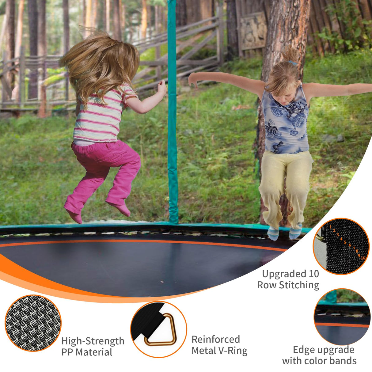 DOYUEE Trampoline Mat Replacement，Fits 14FT Trampoline Frame with 88 Rings Fits 6.5" or 7.0" Springs，Jumping Mat Diameter(147.6in/12.3ft)，Excluding Spring and Frame Doyuee