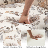 Pushback Recliner Chair, Floral Fabric Wingback Recliner Chair, Upholstered Armchair Push Back Recliner, Rivet Trim Single Sofa Accent Chair with Wood Legs for Living Room, Plants Beige Lumibee