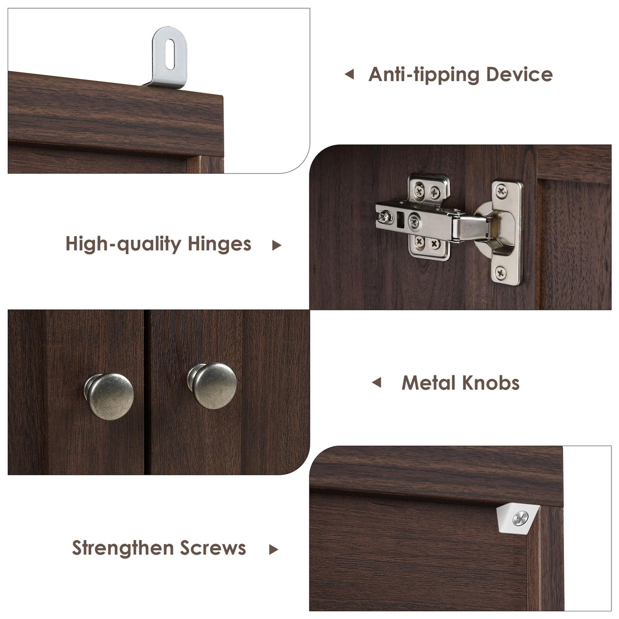 FACBOTALL 71.3'' Tall Bookcase with Glass Doors, Farmhouse Book Shelf with Adjustable Shelf, Tall Bookshelf with Storage, Bookshelves and Bookcases with 5 Tier Display Storage for Living Room, Brown FACBOTALL