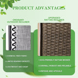 Greesum Patio Recliner All-Weather Wicker Lounge Chair with Flip-up Side Table(Set of Two), Beige Greesum