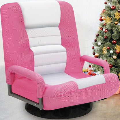 ACIPENSER Swivel Gaming Chair Multipurpose Floor Gaming Chair for Playing Video Games, TV, Reading w/Armrest Lumbar Support & 6 Adjustable Postion Backrest for Adults & Kids,Pink