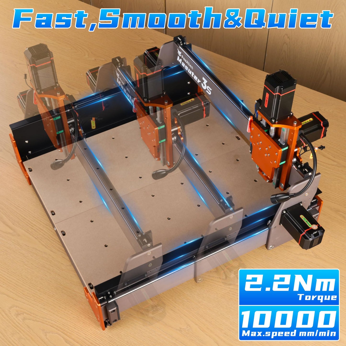 FoxAlien Masuter 3S CNC Router Machine with NEMA 23 Closed-Loop Stepper Motor, 400W Spindle 3 Axis Engraving Milling Machine for Wood Acrylic Aluminum Carving Cutting - WoodArtSupply