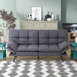 AMICLIBER Futon Sofa Bed, Grey Linen Memory Foam Futon Sleeper Sofa Loveseat Convertible Couch Bed for Small Compact Living Spaces,Apartment AMICLIBER