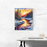 ldazao Paint by Numbers Kit for Adults Beginner, Winter Forest Paint by Number Kits On Canvas Snow Adults' Paint-by-Number Kits DIY Oil Painting Christma Gift Home Wall Decor 16x20 Inch ldazao