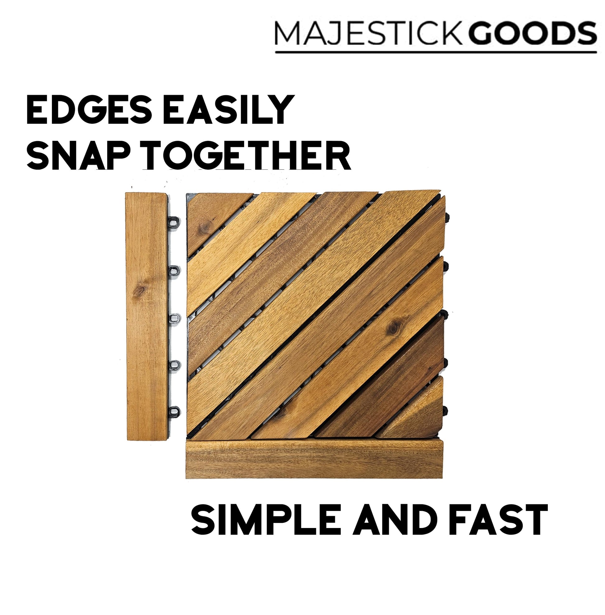 Edges for Interlocking Deck Tiles | Snap Together Edge for Wooden Flooring | Floor Decking Tile Edge - 12 x 12 Acacia Hardwood Outdoor Flooring Patio, Wooden Floor Balcony (Edge Straight 8 Pa - WoodArtSupply