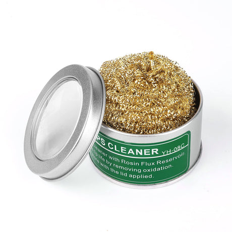 Flexzion Soldering Iron Tip Cleaner, Soft Coiled Brass Wire Sponge Stainless Steel Holder with Rosin Flux Flexzion
