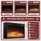 JUMMICO Fireplace TV Stand for TVs Up to 65+ Inch Entertainment Center with Open Storage Shelves and Side Cabinets, Media Console Table with Barn Doors for Living Room (Walnut) JUMMICO