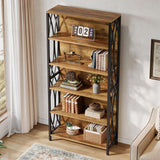 Tribesigns 70.87" Tall Bookshelf, 6-Tier Industrial Bookcase with Geometric Metal Frame & Open Storage Shelves, Freestanding Display Shelf for Home Office, Living Room, Rustic Brown Tribesigns