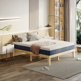 KOMFOTT King Size Wood Platform Bed Frame – Solid Rubber Wood with Durable Slat Support, No Box Spring Needed, Natural Finish KOMFOTT