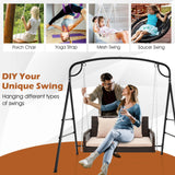 HAPPYGRILL Outdoor Swing Frame Heavy-Duty Metal Porch Swing Stand with Side Bars & 2 Rings, 660 lbs Weight Capacity, A-Frame Swing Frame for Garden, Backyard, Balcony HAPPYGRILL